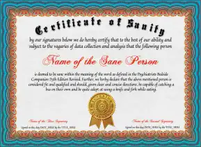 Certificate Of Sanity